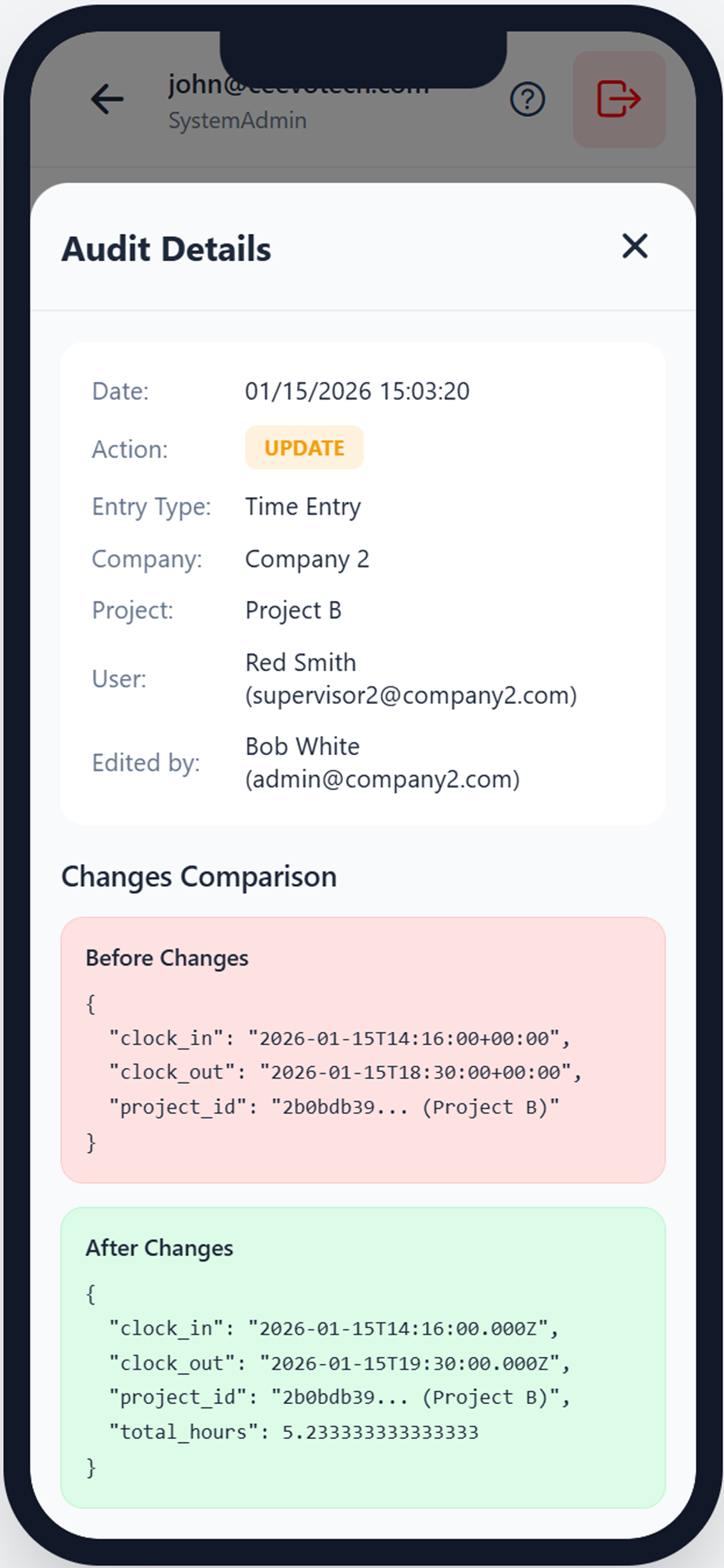 Audit log